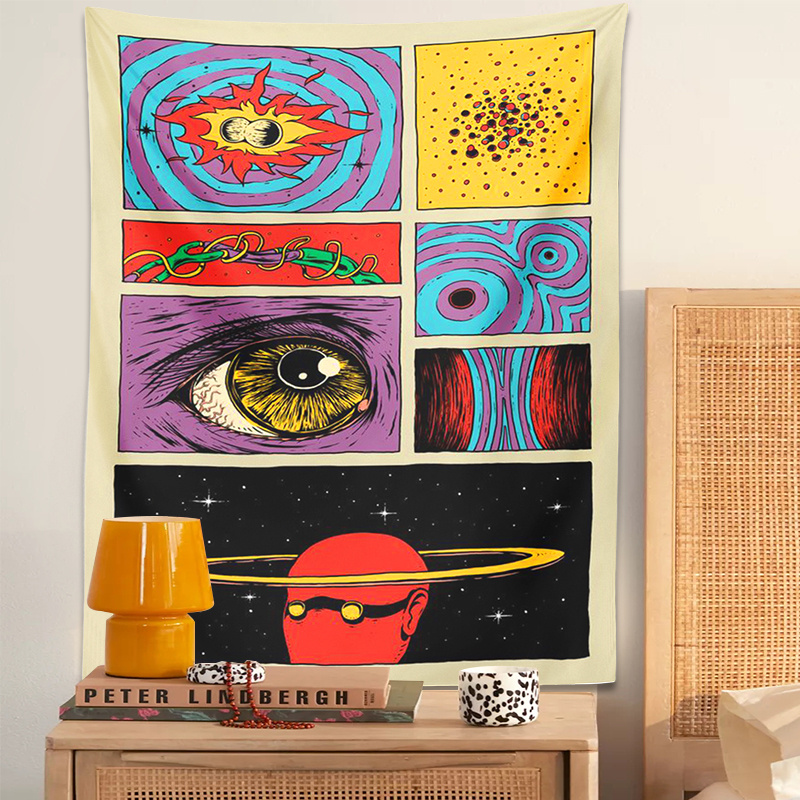 Retro Gaming Gadgets - VIKAMA Tappeto Murale Artistico Psichedelico Stile
